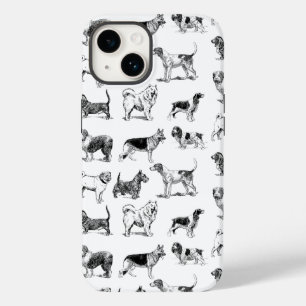 Coque Case-Mate iPhone Motif de chiens Vintages noirs et blancs