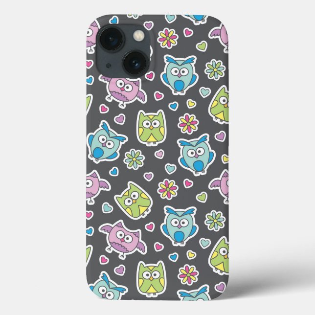 Coques Case-Mate iPhone motif de chouettes de dessins animés (Verso)