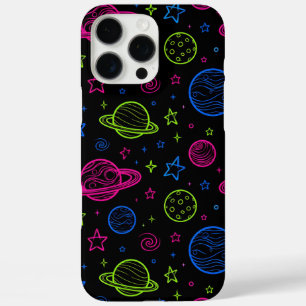 Coque iPhone 16 Pro Max Motif de ciel nocturne minimaliste néon espace et