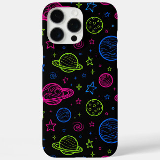 Coque iPhone 16 Pro Max Motif de ciel nocturne minimaliste néon espace et 