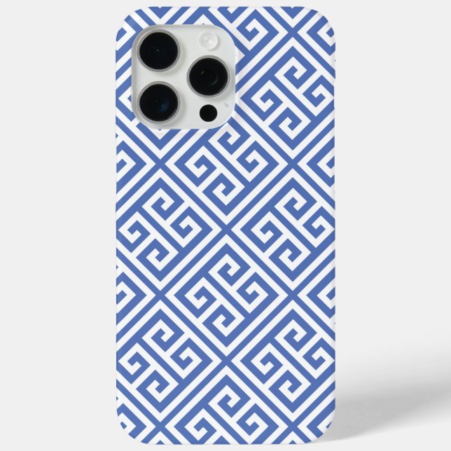Coques Case-Mate iPhone Motif de clé grecque bleue (Verso)