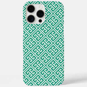 Coques iPhone 16 Pro Max Motif de clé grecque Emerald Green