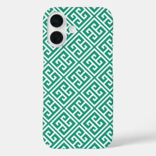 Coque Pour iPhone 16 Motif de clé grecque Emerald Green