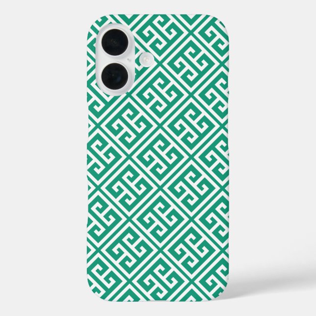Coques Case-Mate iPhone Motif de clé grecque Emerald Green (Verso)