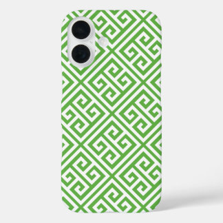 Coques iPhone 16 Motif de clé grecque verte