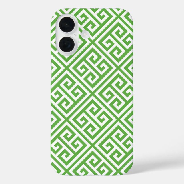 Coques Case-Mate iPhone Motif de clé grecque verte (Verso)