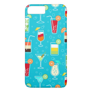 Coque iPhone 7 Plus Motif de cocktail sur l'arrière - plan turquoise