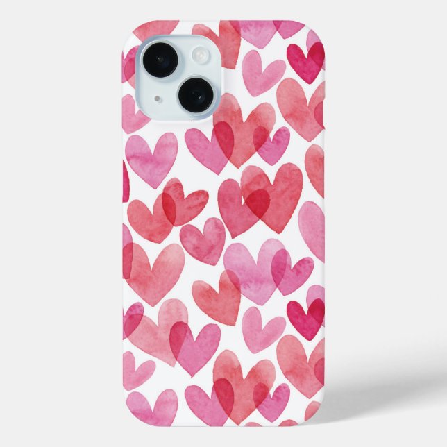 Coques Case-Mate iPhone Motif de coeur aquarelle (Verso)