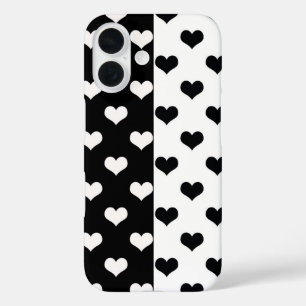 Coque Pour iPhone 16 Motif de coeur Black White Love