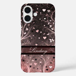 Coque Pour iPhone 16 Motif de coeur floral romantique