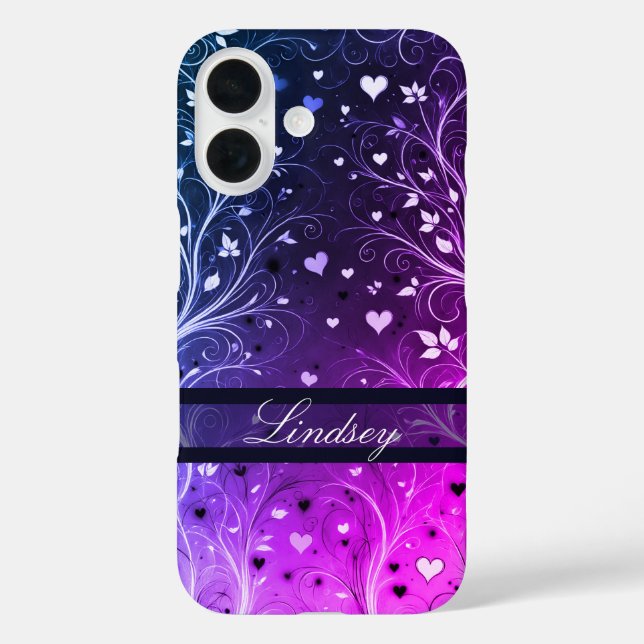Coques Case-Mate iPhone Motif de coeur floral romantique (Verso)