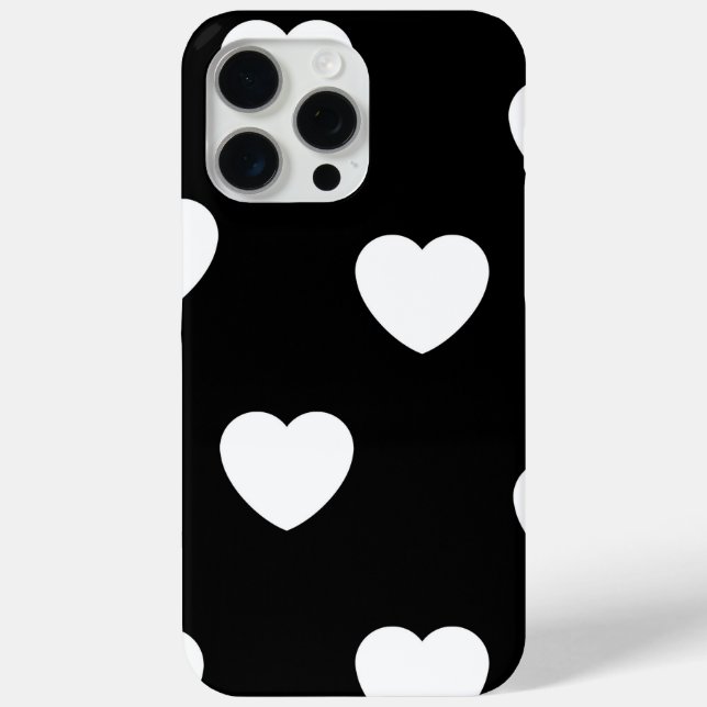 Coques Case-Mate iPhone Motif de coeur noir et blanc (Verso)