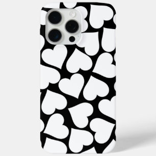 Coque Case-Mate iPhone Motif de coeur noir et blanc rétro