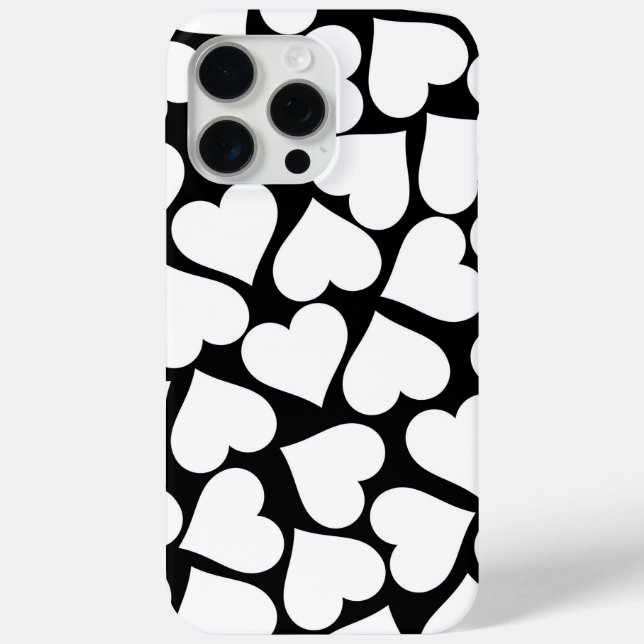 Coques Case-Mate iPhone Motif de coeur noir et blanc rétro (Verso)
