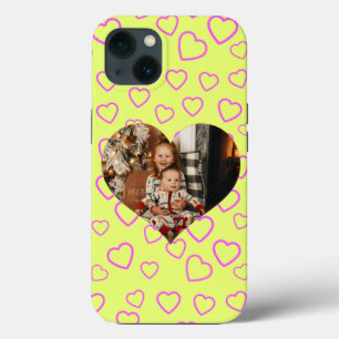 Case-Mate iPhone Case Motif de coeur rose Arrière - plan jaune Photo per