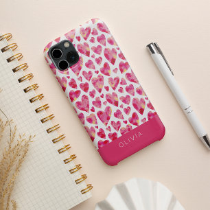Coque Case-Mate iPhone Motif de coeur rose coloré Personnalisé