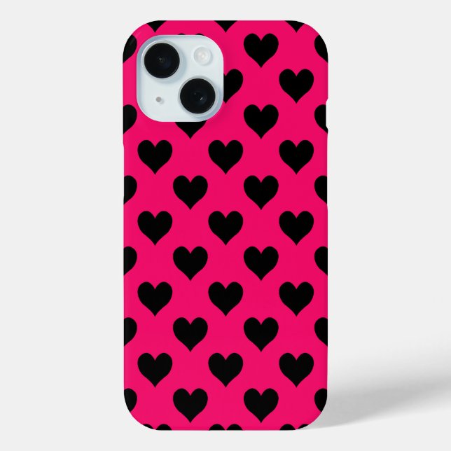 Coques Case-Mate iPhone Motif de coeur rose et noir (Verso)