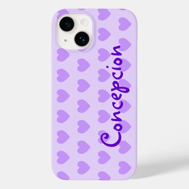 Coques Case-Mate iPhone Motif de coeur violet clair personnalisé (Verso)