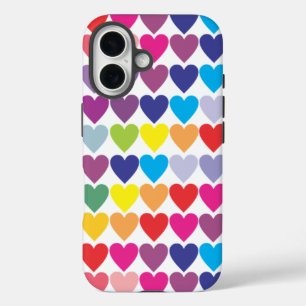 Coque Pour iPhone 16 Motif de cœurs arc-en-ciel colorés