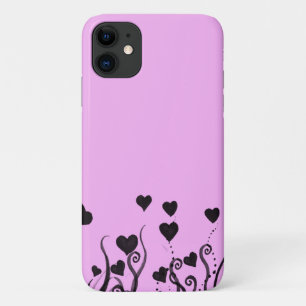 Coque Case-Mate iPhone Motif De Coeurs, Coeurs Noirs, Points, Amour, Rose