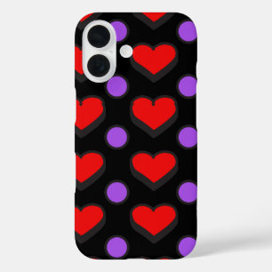 Coque Pour iPhone 16 Motif de cœurs et de cercles
