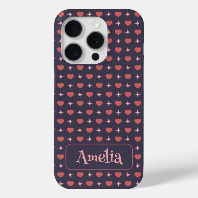 Coques Case-Mate iPhone Motif de cœurs mignons Texte personnalisé  (Verso)