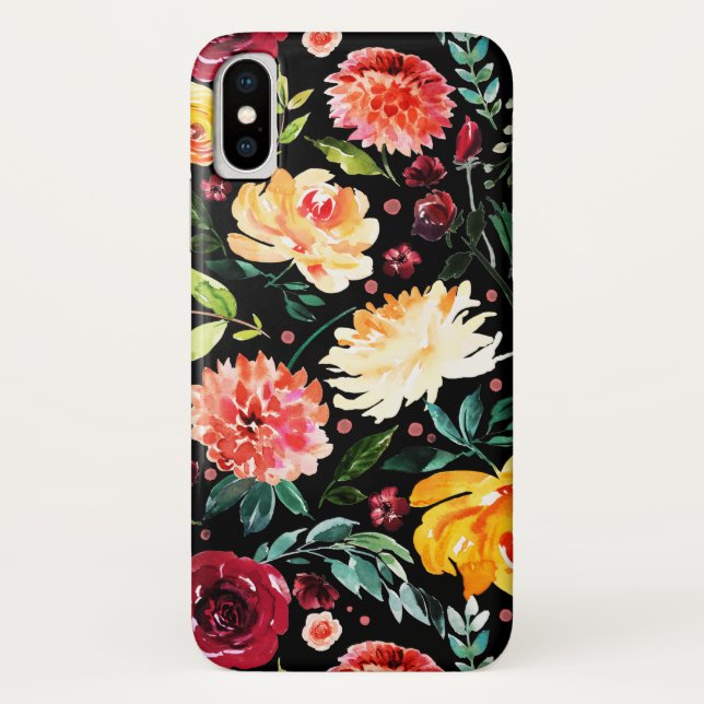 Coques Case-Mate iPhone Motif de collage des fleurs d'aquarelles (Dos)