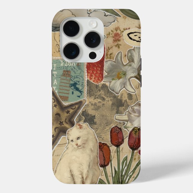 Coques Case-Mate iPhone Motif de collage floral de chat – Conception artis (Verso)