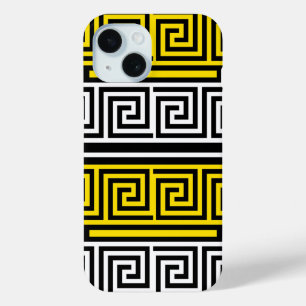 Coque Case-Mate iPhone Motif de conception de frise à clé grecque jaune b