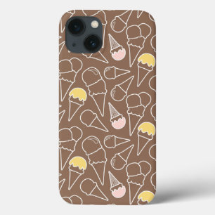 iPhone 13 Case Motif de cornet de crème glacée sur le brun