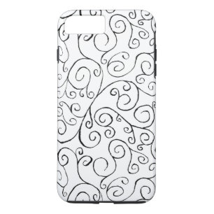 Coque Case-Mate Pour iPhone Motif de courbe peinte à la main en noir sur blanc