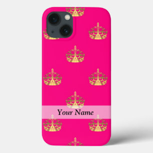 iPhone 13 Coque Motif de couronne rose et or