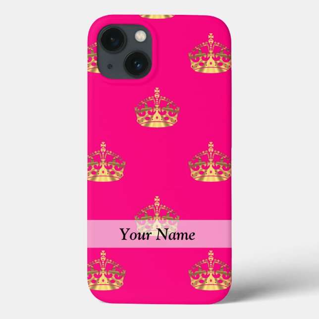 Coques Case-Mate iPhone Motif de couronne rose et or (Verso)