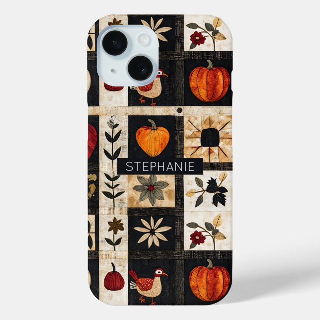 Coques Case-Mate iPhone Motif de courtepointe d'art populaire d'automne |  (Verso)