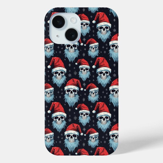 Coques Case-Mate iPhone Motif de Crâne Santa Gothique Noël Barbe Bleue (Verso)