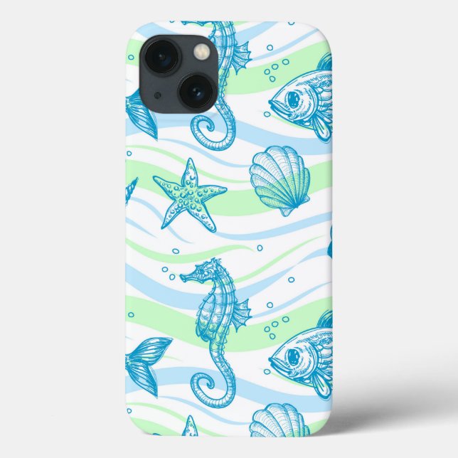 Coques Case-Mate iPhone Motif de croquis marine (Verso)