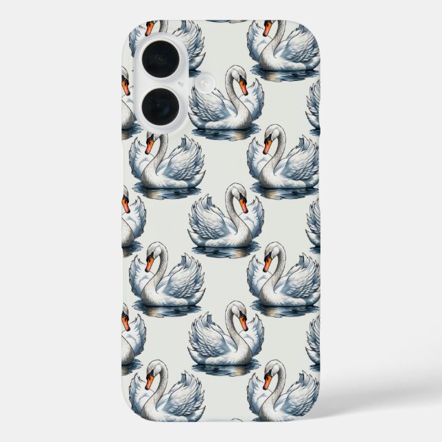 Coques Case-Mate iPhone Motif de cygnes sur fond blanc  (Verso)