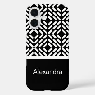 Coque Pour iPhone 16 Motif de cylindre noir et blanc