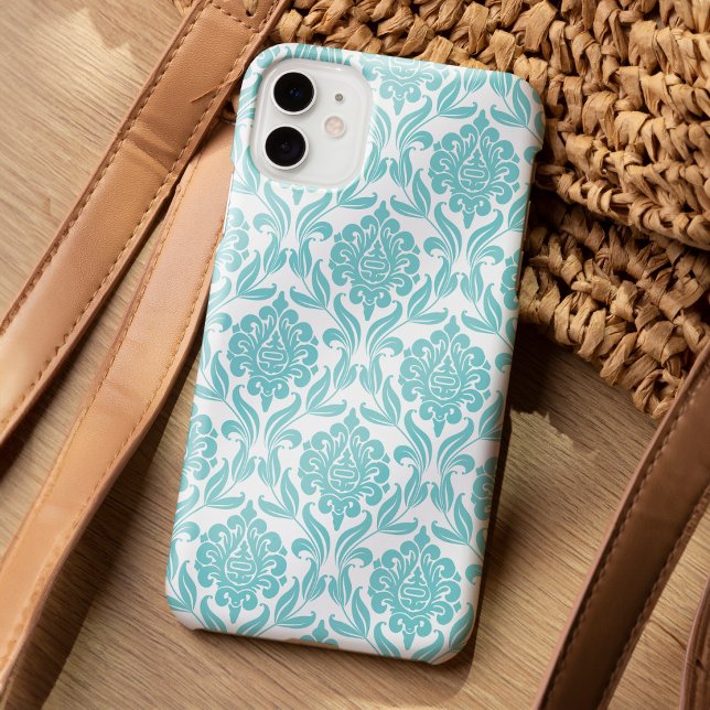 Coques Case-Mate iPhone Motif de Damas Turquoise (Créateur téléchargé)