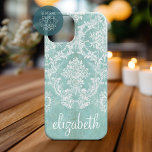 Coques iPhone 16 Motif de Damas Vintage bleu glace avec finition gr<br><div class="desc">Une motif vintage au design tendance avec des couleurs bijoux et élégance. Les éléments sont plus faciles à customiser lorsque vous remplacez tout le texte et les photos en premier. Si votre art doit encore être ajusté, cliquez sur le bouton Personnaliser. Cela vous mènera à une zone de design où...</div>