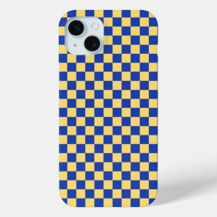 Coque Case-Mate iPhone Motif de damier jaune beurre et bleu