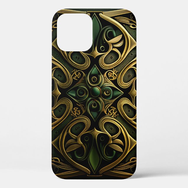 Coques Case-Mate iPhone Motif de décoration en bronze vert (Verso)