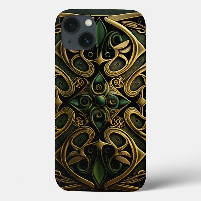 Coques Case-Mate iPhone Motif de décoration en bronze vert (Verso)