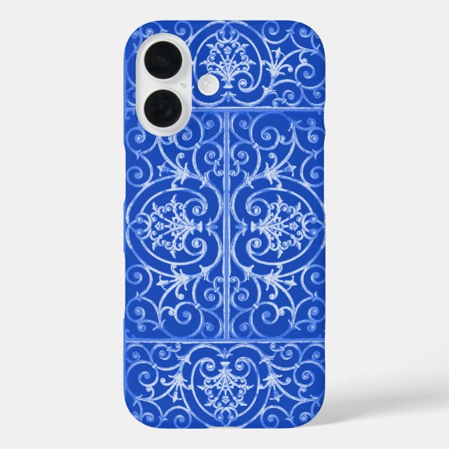 Coques Case-Mate iPhone Motif de défilement bleu royal (Verso)