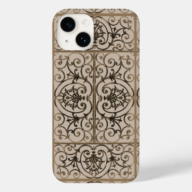 Coques Case-Mate iPhone Motif de défilement marron Sepia (Verso)