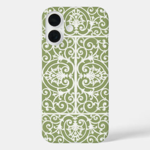 Coque Pour iPhone 16 Motif de défilement vert olive