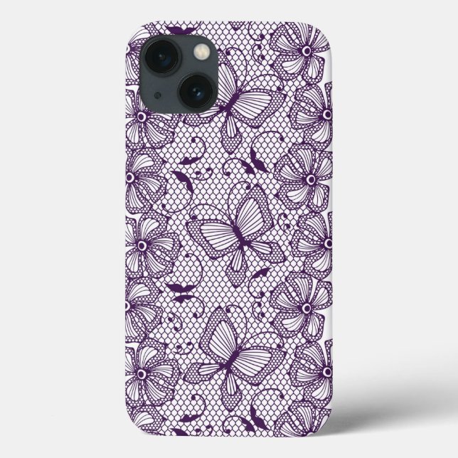 Coques Case-Mate iPhone Motif de dentelle avec des papillons (Verso)