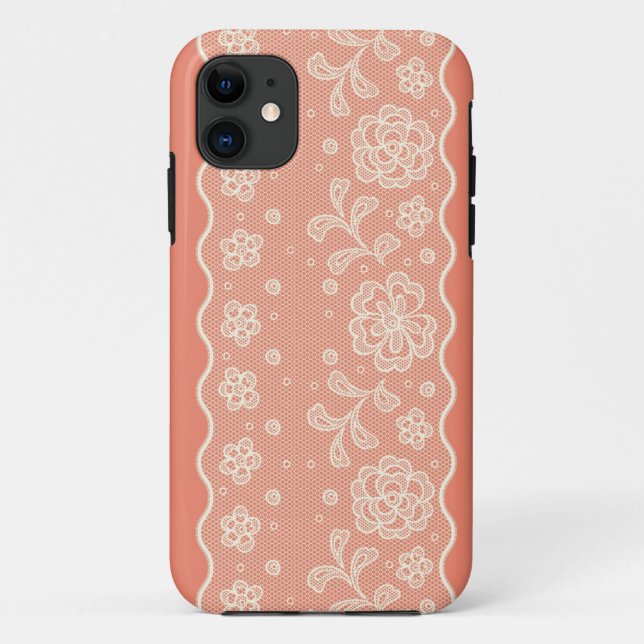 Coques Case-Mate iPhone Motif de dentelle, cru 4 de fleur (Dos)