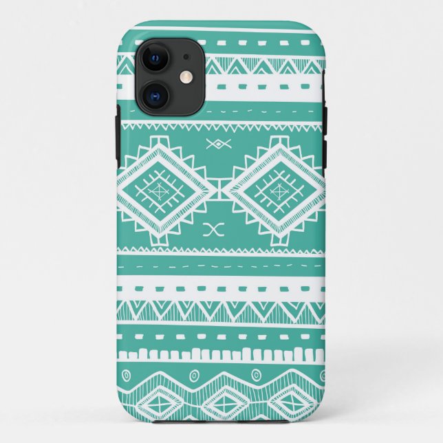 Coques Case-Mate iPhone Motif de dentelle de Tribal Aztec (aquamarine) (Dos)