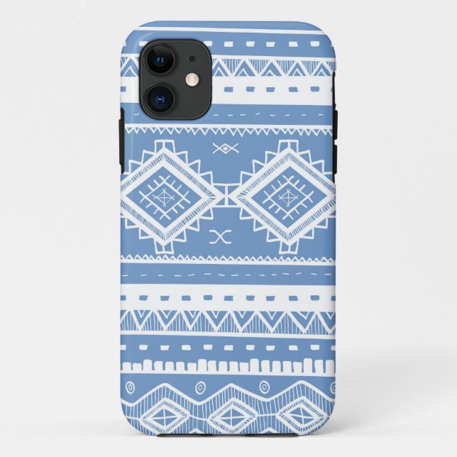 Coques Case-Mate iPhone Motif de dentelle de Tribal Aztec (bleu périwinkle (Dos)